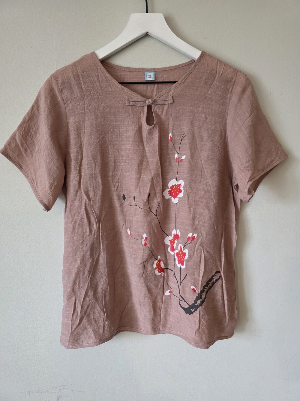 Women's Floral Embroidered Blush Pink Top